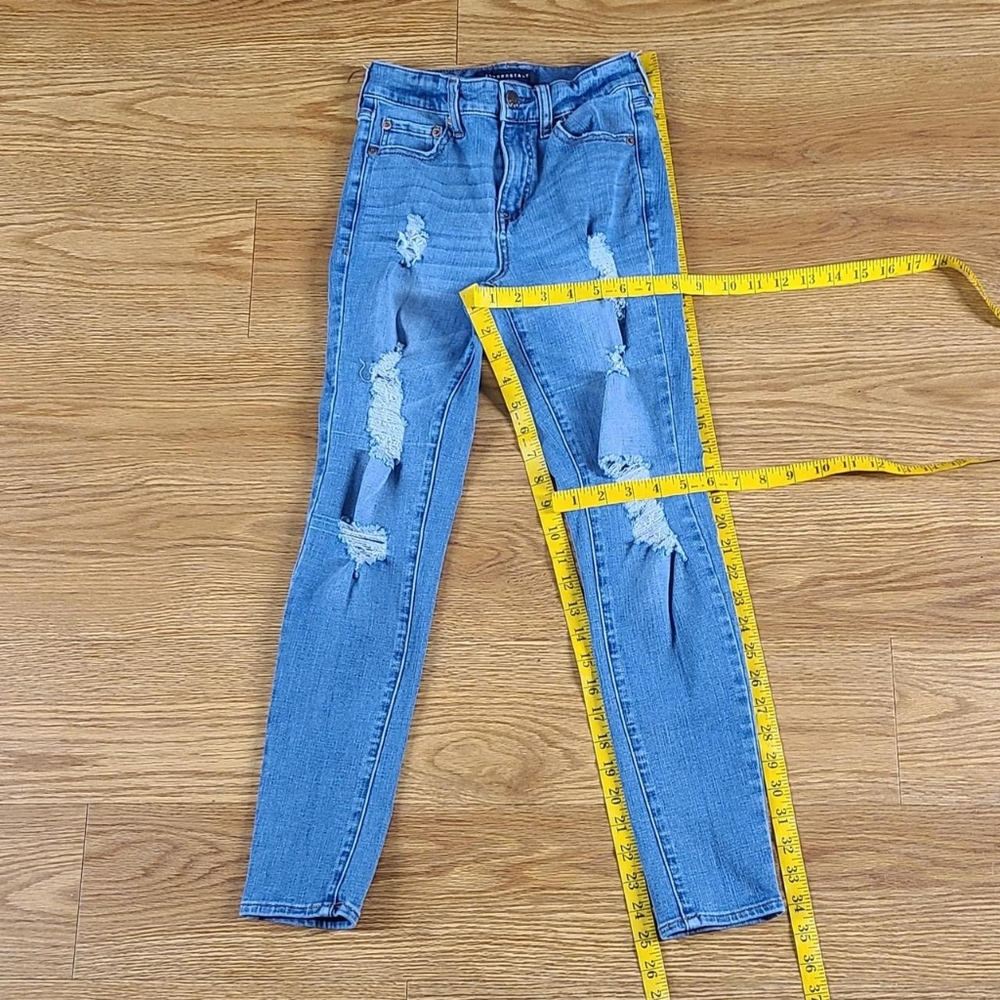 AEROPOSTALE 00x25 HIGH-RISE JEGGING FADED MEDIUM WASH DISTRESSED GIRLS JEANS